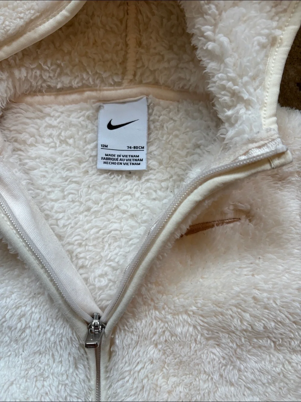 Nike Sherpa fleece zip up coat size 12 months